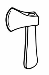 Camping ax icon vector outline illustration isolated on white background.