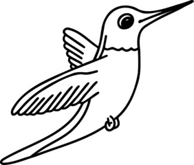 Cute hummingbird vector illustration in doodle style. Little fly bird