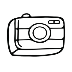 Photo camera outline vector icon, linear pictogram isolated on white.