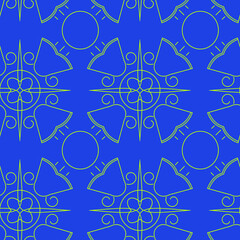Seamless yellow pattern isolated on a blue background.