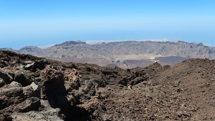 Teide mountain, Tenerife with blue sky on the ground