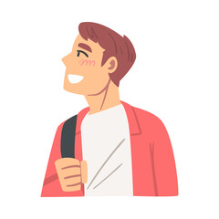 Cheerful Young Man Looking Away Cartoon Vector Illustration