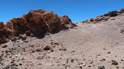 Teide mountain, Tenerife with blue sky on the ground