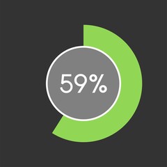 59 percent, circle percentage diagram on black background vector illustration.