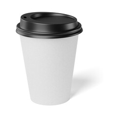 Blank white coffee paper cup isolated on white background. 3d endering mock up.