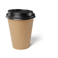 Blank brown coffee paper cup isolated on white background. 3d endering mock up.