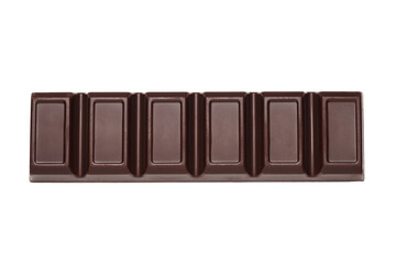 Dark candy bar or chocolate bar isolated on white.