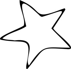 Hand draw black and white star. Abstract doodle