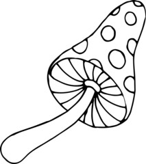 Hand draw illustration of a mushroom. Digital doodle abstract. Psychedelic art 