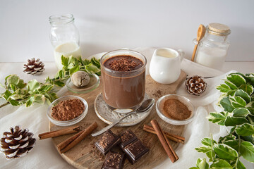 Close-up of a cup of hot milk chocolate
