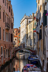 Fototapeta na wymiar Rio della Fava in Venice, Veneto, Italy seen from a bridge