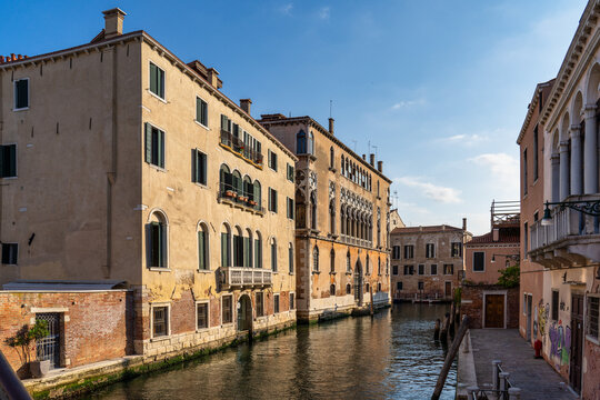 June view of Canal Rio di Noale in Venice, Italy
