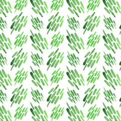Watercolor seamless pattern. Abstract green streak line stroke background.