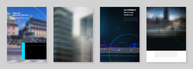 A4 brochure layout of covers design templates for trendy technology design modern electro music flyer leaflet, A4 format brochure design, report, presentation, magazine cover, book design.