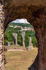 The Roman amphitheater of Amiternum near San Vittorino in the Aquila, Italy