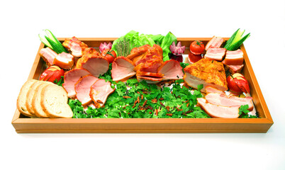 Raw meat and vegetables