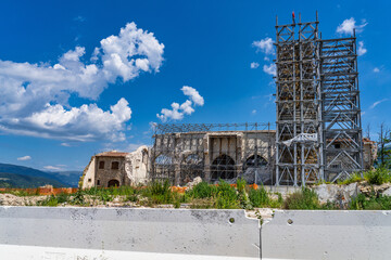 The center of Amatrice at July 2020 after the earthquake of central Italy 2016