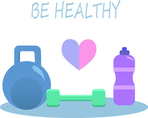 illustration with sports equipment for training