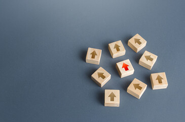 Only correct red arrow in disorder array. New strategies and solutions. Leadership qualities....