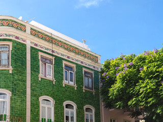 Beautiful center of the city of Lagos, Algarve, Portugal with tiled house