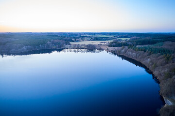 View of blue lake Sunset