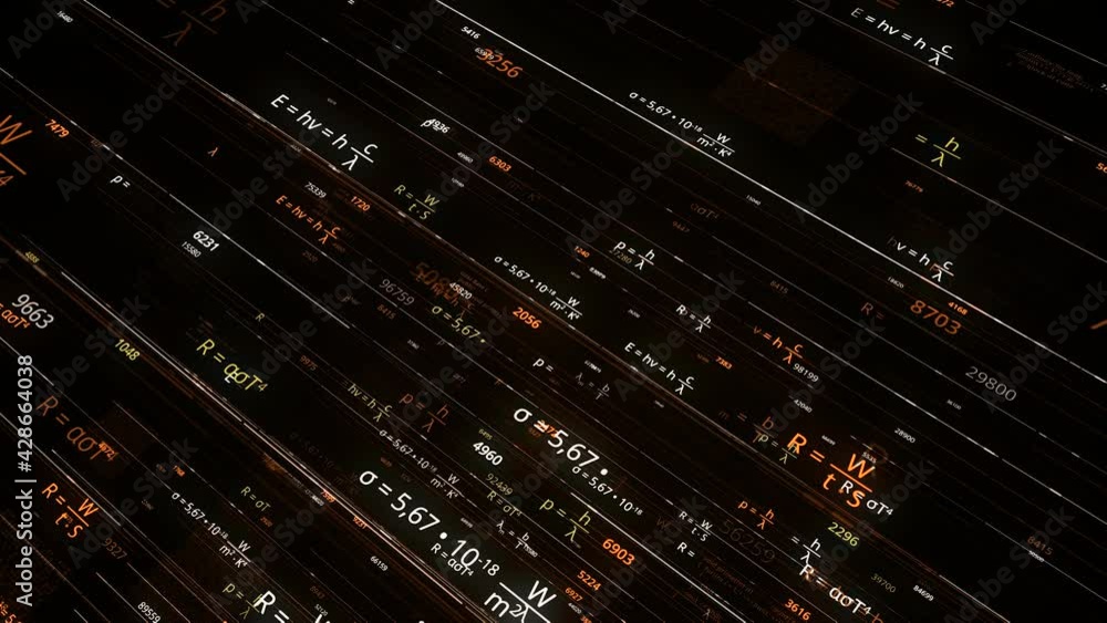 Aufkleber lines with changing mathematical formulas. animation. electronic networks with moving mathematical f