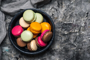 Macaron or macaroon cookie desserts