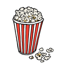 popcorn hand drawn cartoon vector illustration clip art for design