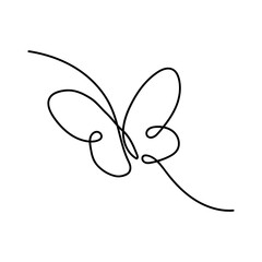 One line drawing Butterfly for Logo. Line Art minimalist Vector illustration. Black and white