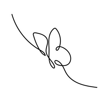 One line drawing Vector Butterfly for Logo. Doodle minimalist illustration. Isolated black moth on white background