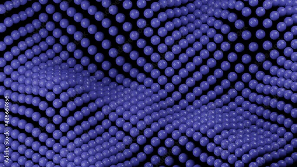 Poster violet 3d balls wavy movement on a black background. minimal motion graphic seamless loop animation