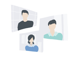 テレビ会議の画面　仮想世界　AI アバター  Video conferencing screen  Person illustration  vector