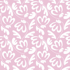 Seamless floral pattern based on traditional folk art ornaments. Modern flowers on color background. Scandinavian style. Sweden nordic style. Vector illustration. Simple minimalistic pattern