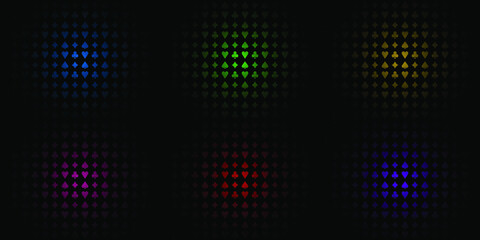 Set of 6 Card suits pattern shadow center