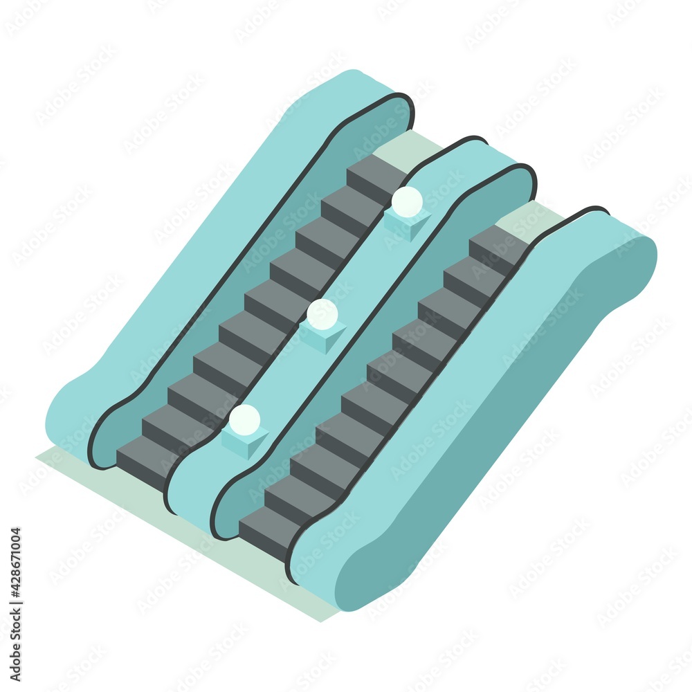 Poster railway station escalator icon. isometric of railway station escalator vector icon for web design is