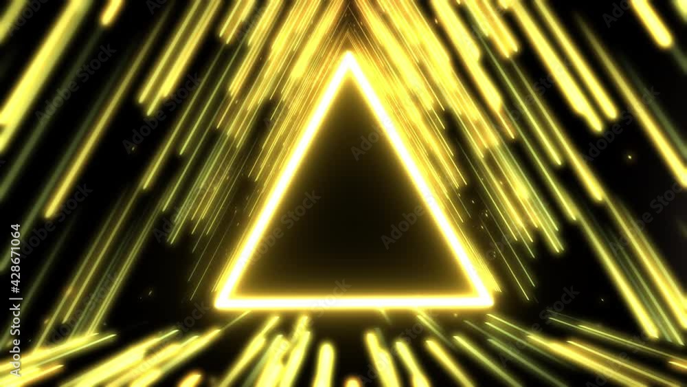 Aufkleber abstract triangle gold background. glow gradient yellow particles form lines, surfaces, string struc