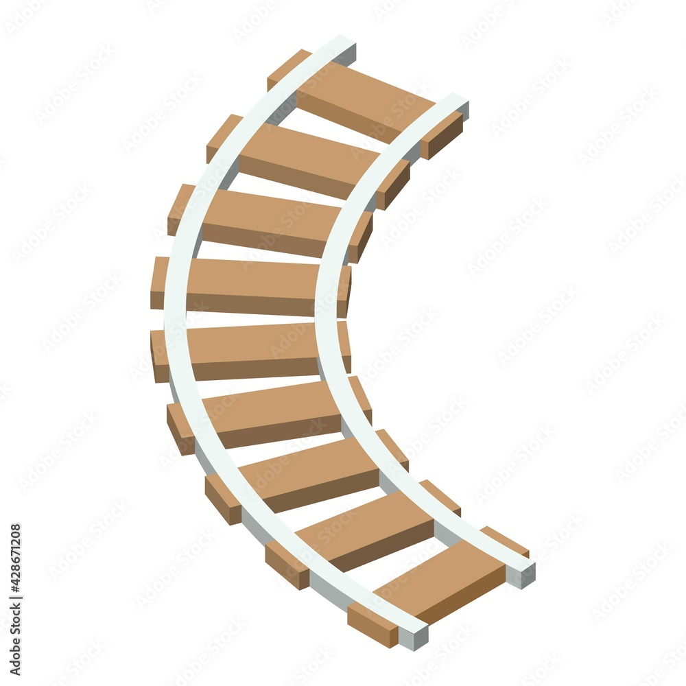Poster railway curve icon. isometric of railway curve vector icon for web design isolated on white backgrou