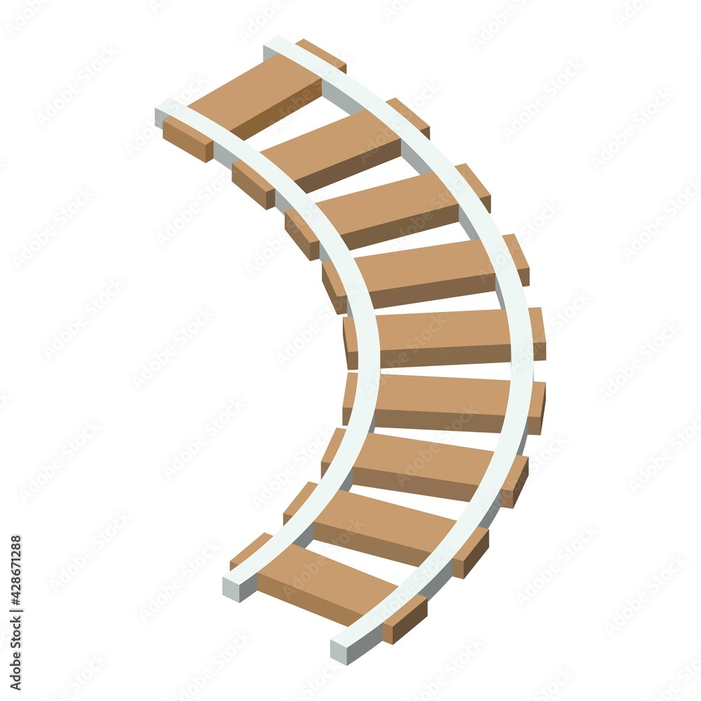 Poster railway line icon. isometric of railway line vector icon for web design isolated on white background