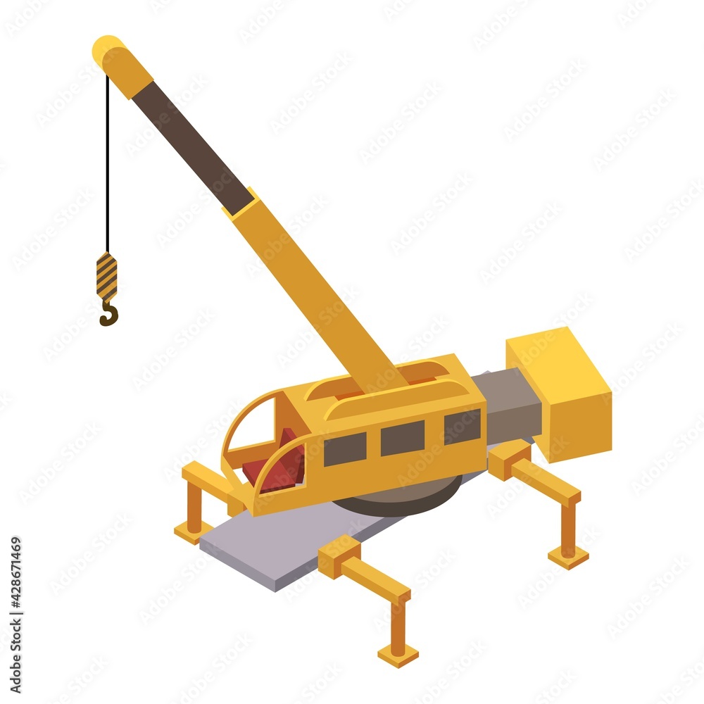 Poster railway crane icon. isometric of railway crane vector icon for web design isolated on white backgrou