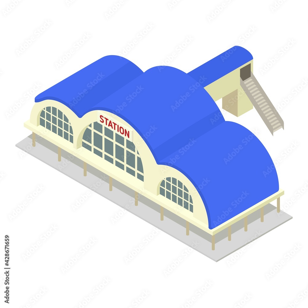 Poster modern railway station icon. isometric of modern railway station vector icon for web design isolated
