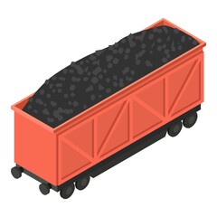Coal full wagon icon. Isometric of Coal full wagon vector icon for web design isolated on white background