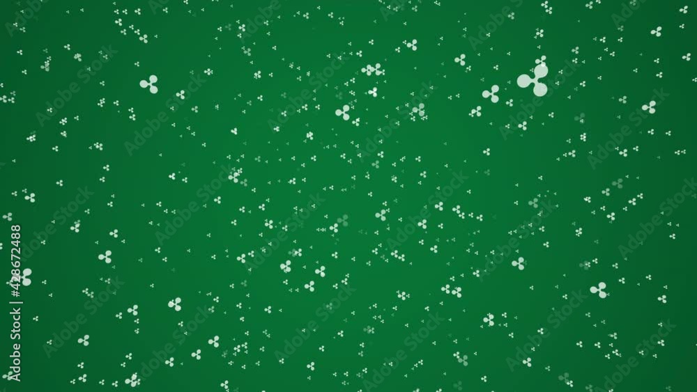 Aufkleber white symbols of virtual currency ripple falling on green background. simple seamless loop business 