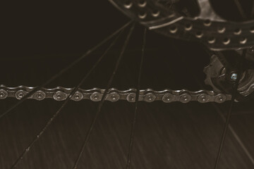 Bicycle chain on a sprocket - bicycle maintenance