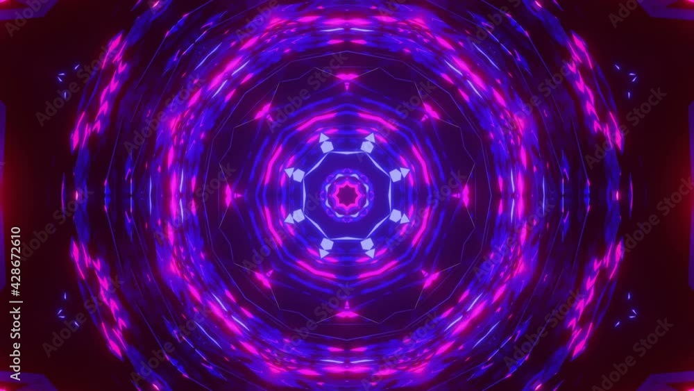 Poster black and white animated abstract kaleidoscope patterns on a black background. looped background. 3d