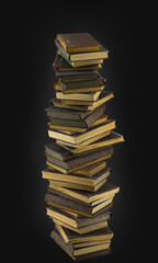 isolated image of a stack of books close up as a symbol of knowledge, science, education.
