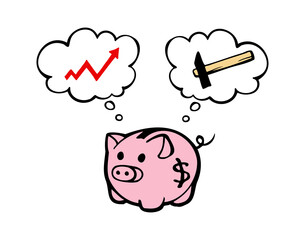 pig piggy bank Hand drawn colored vector illustration. Financial accumulation metaphor