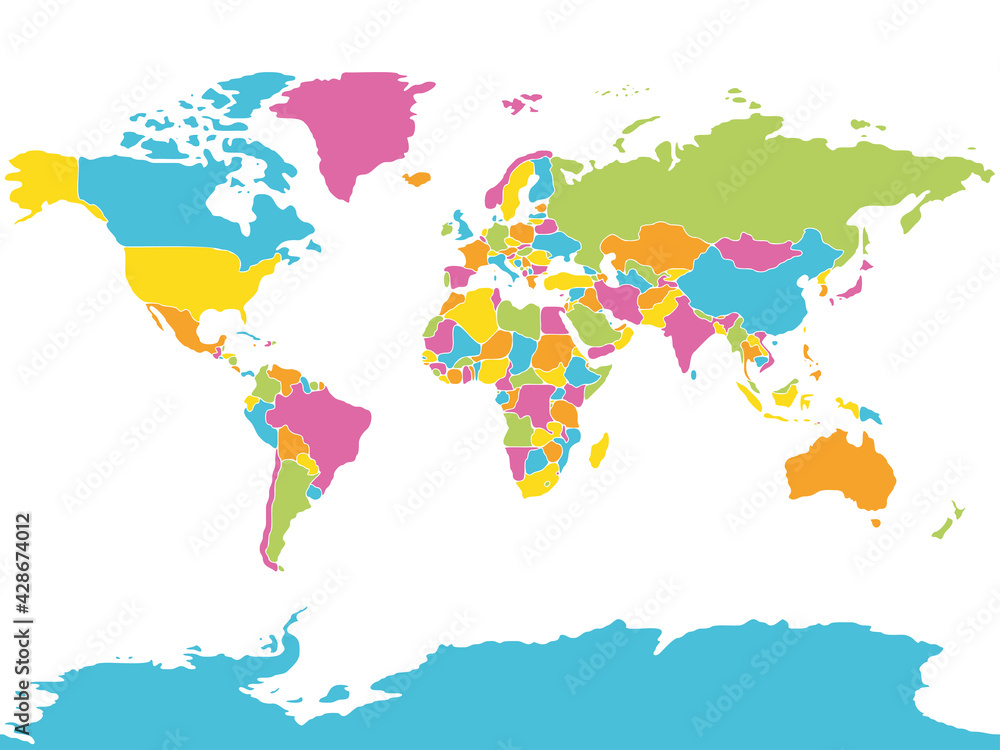 Poster minimalist world map with rounded borders