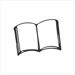 Hand drawn simple open book icon isolated on white background. Religion and Christianity. Vector illustration