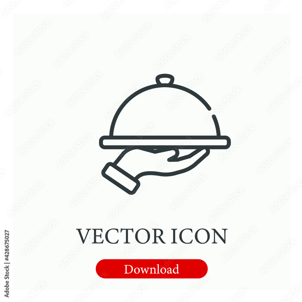 Poster serving dish vector icon. editable stroke. linear style sign for use on web design and mobile apps, 