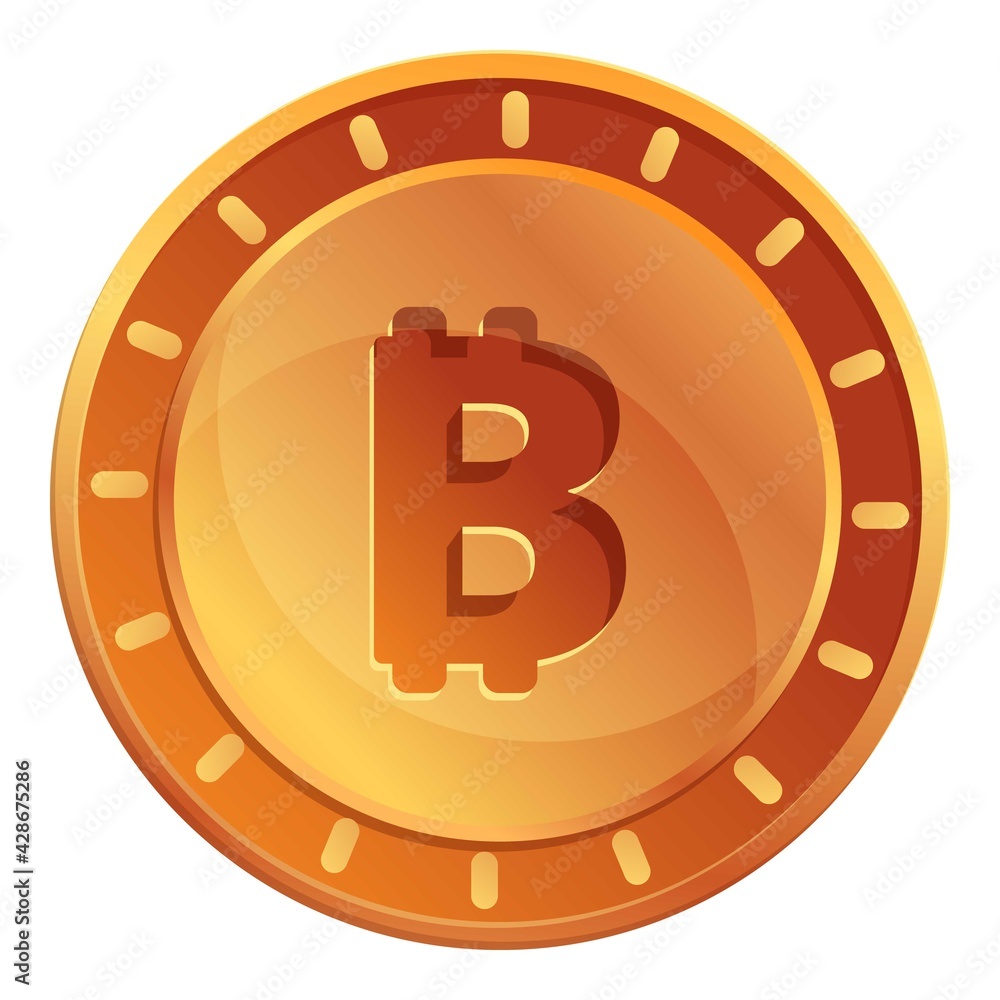 Poster bitcoin cryptocurrency icon. cartoon of bitcoin cryptocurrency vector icon for web design isolated o